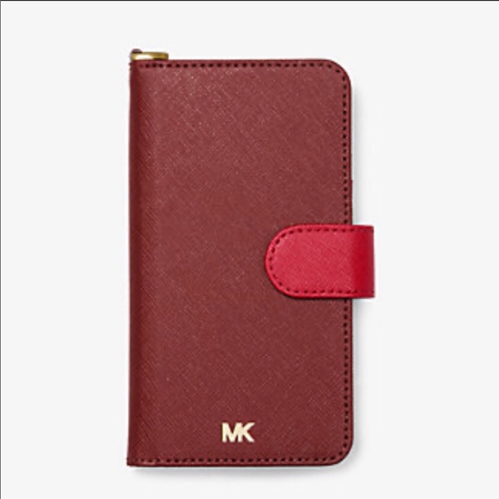 Two-Tone Leather Wristlet Folio Case iPhone X/XS
